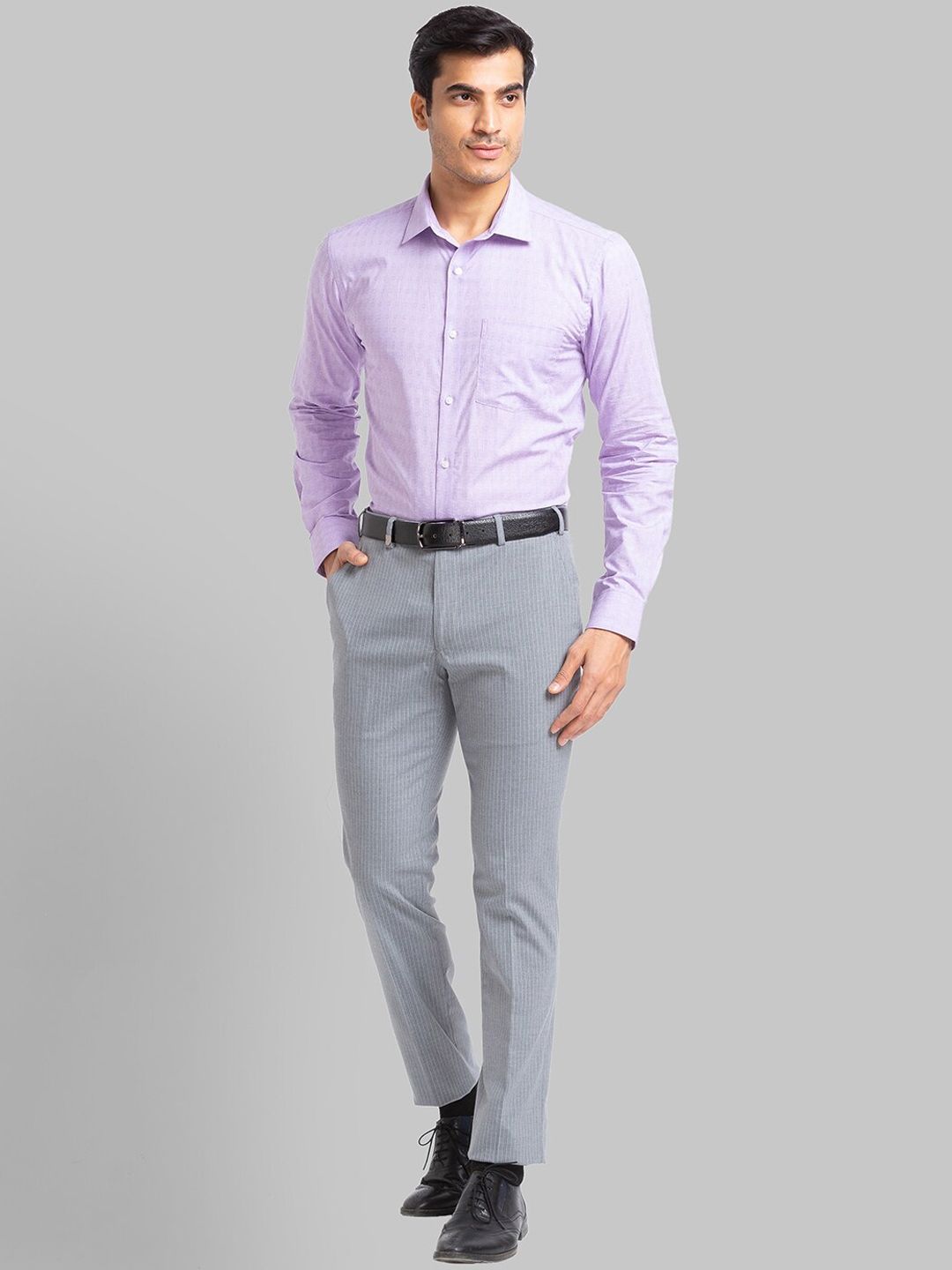 Park Avenue Men Striped Slim Fit Formal Trousers