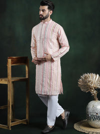 SOJANYA LUXE Kurta Kolar Mandarin Lengan Panjang Sulam Biasa dengan Piyama