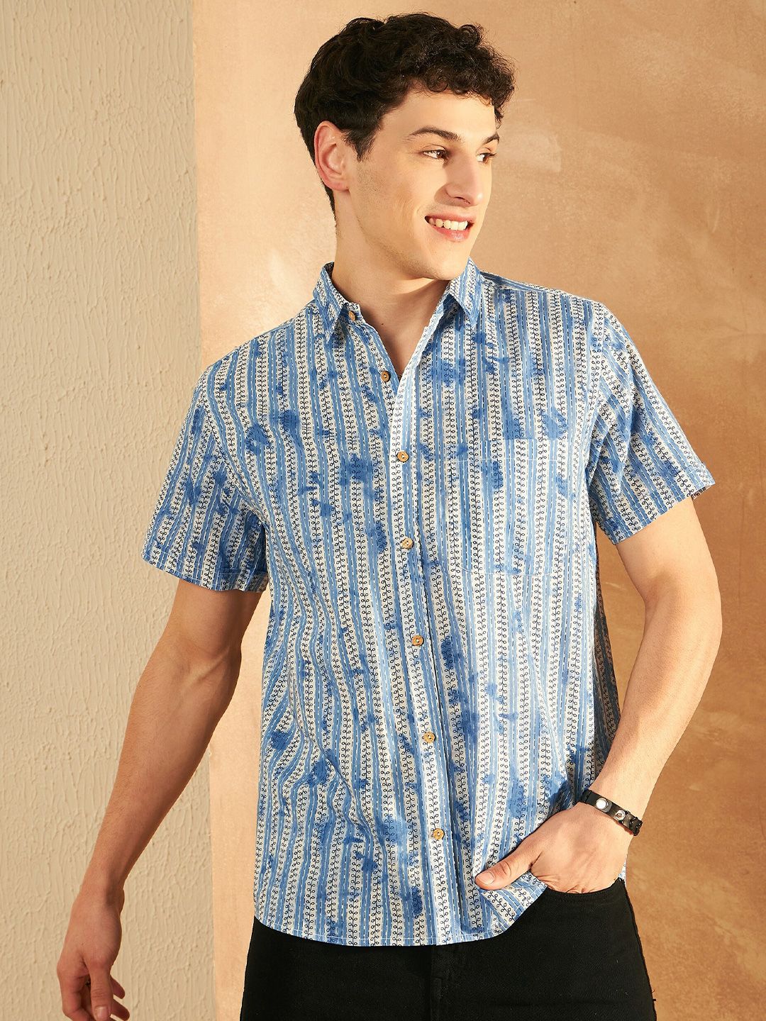 DENNISON Block Printed Lightweight Casual Shirt