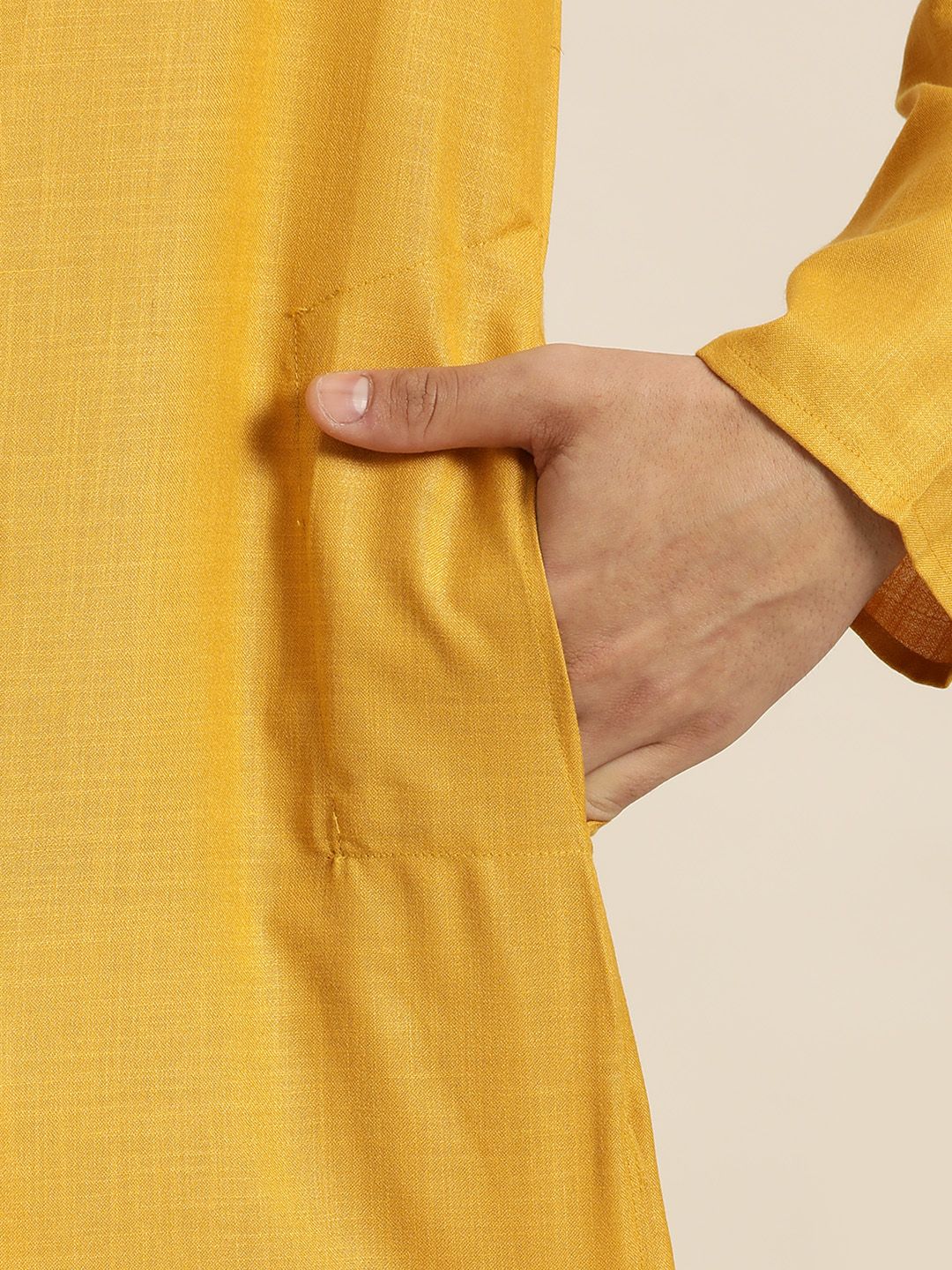 SOJANYA Men Mustard Yellow Kurta