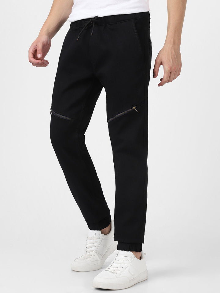 Urbano Fashion Men Black Mid-Rise Stretchable Jogger Jeans