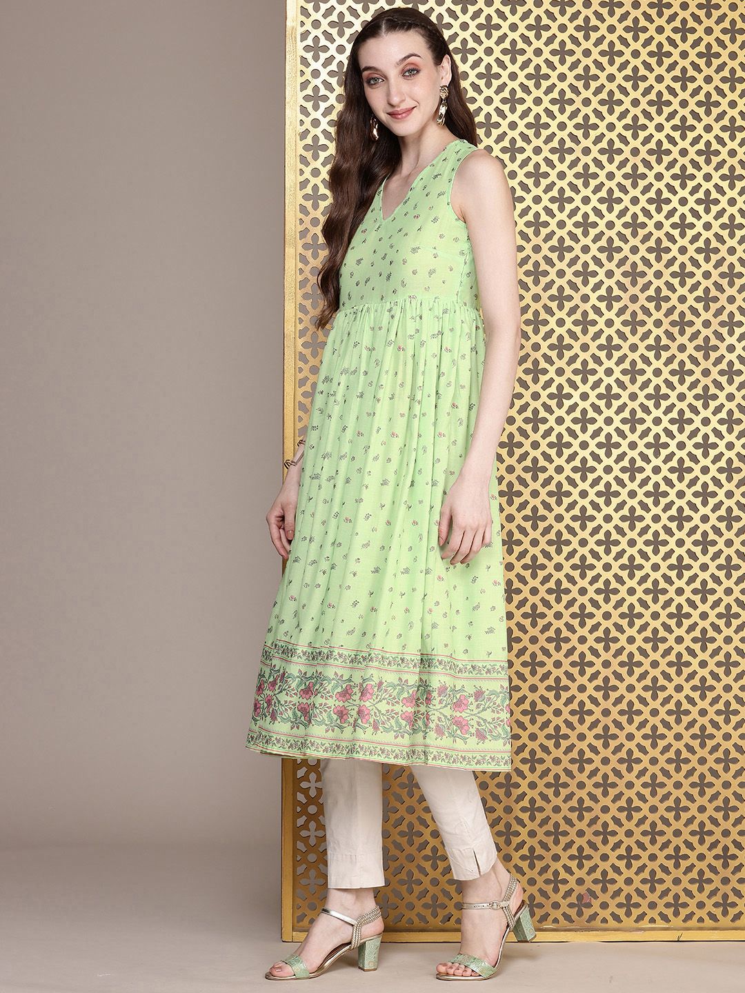 House of Pataudi Jashn Floral Printed A-Line Kurta