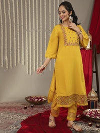 Varanga Women Floral Yoke Design Kurta with Trousers & Dupatta