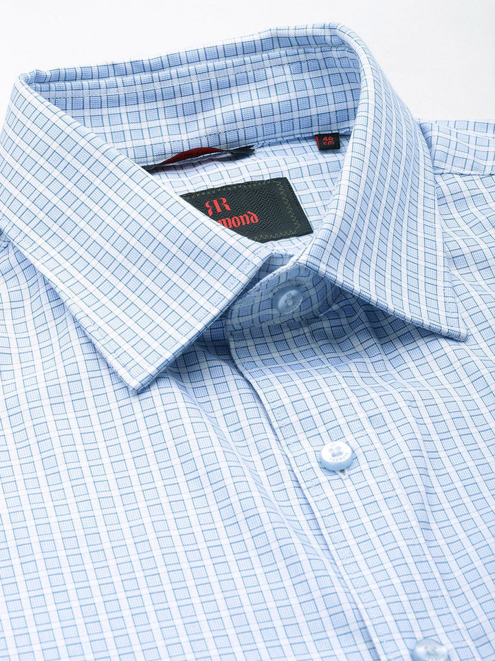 Raymond Slim Fit Self Checked Opaque Pure Cotton Formal Shirt