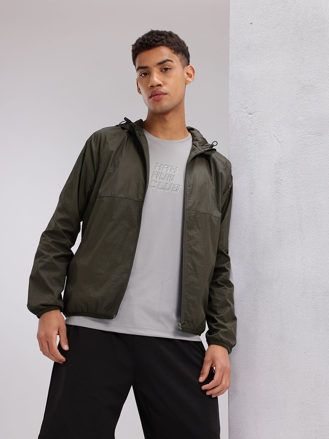HRX by Hrithik Roshan Brand Logo Printed Rapid-Dry Hooded Training Jacket