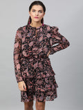 STREET 9 Women Multicoloured Printed Fit and Flare Dress