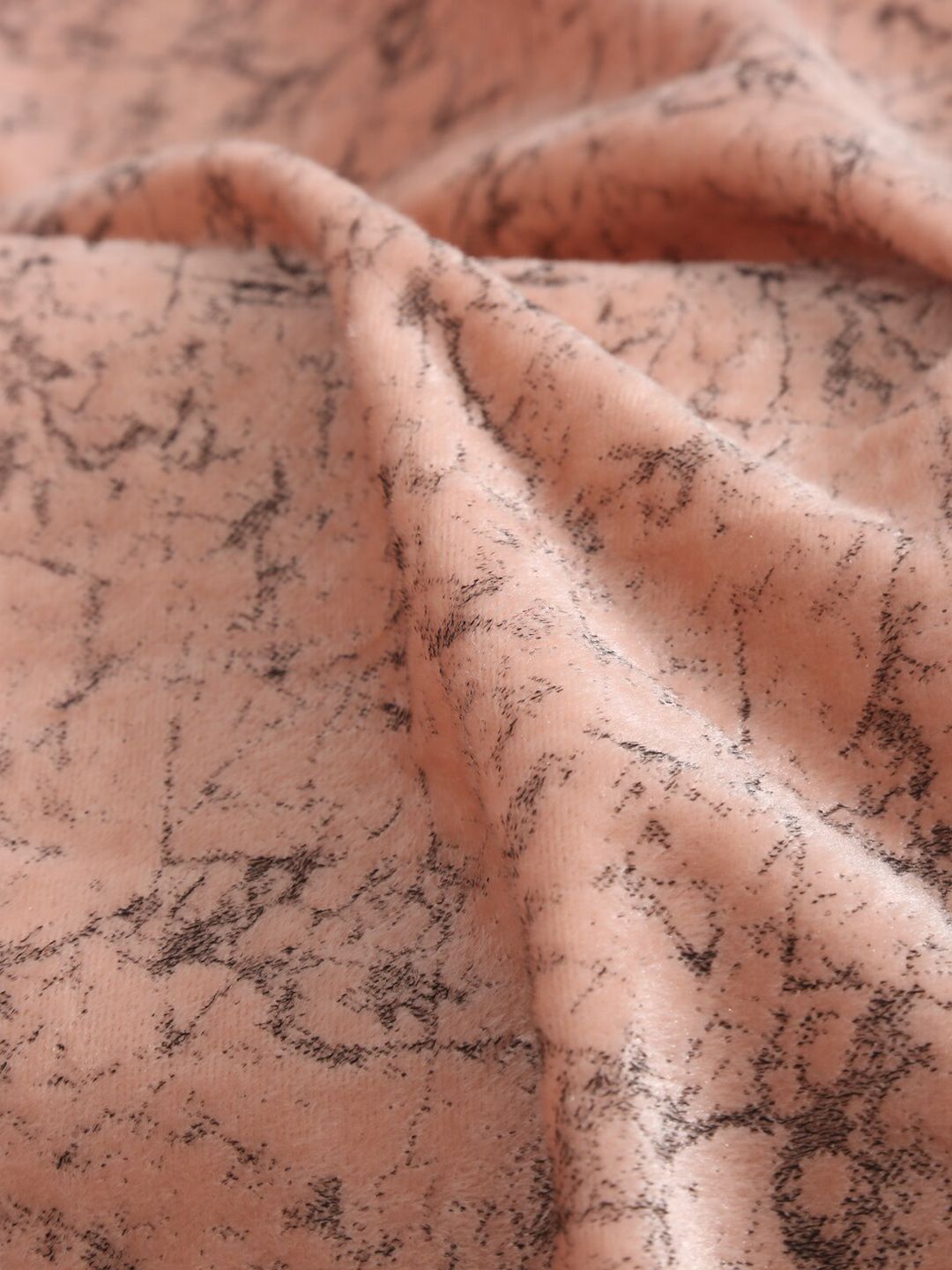 Cortina Set Of 2 Peach-Coloured & Black Velvet Room Darkening Door Curtain