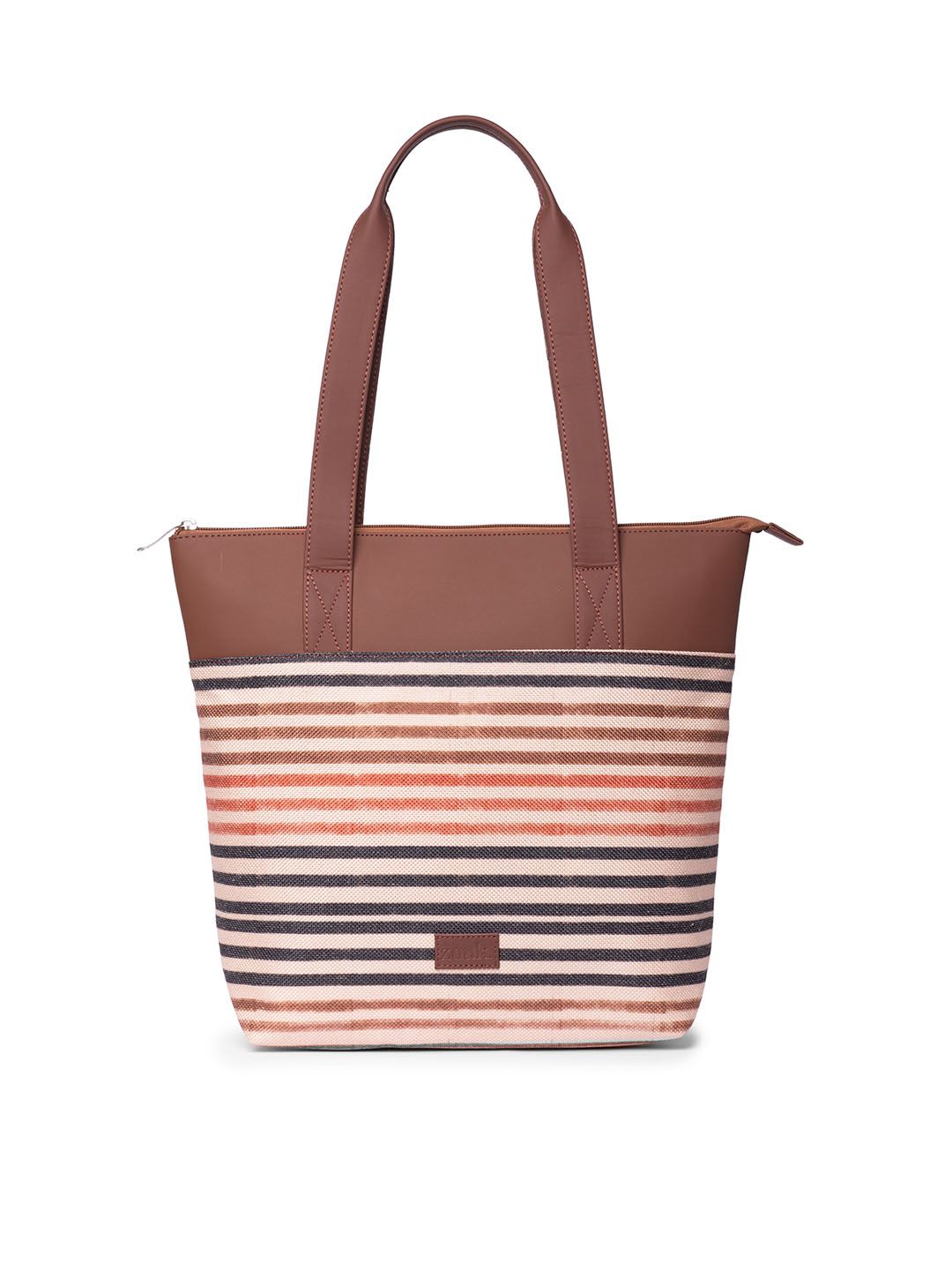 ZOUK Striped Shopper Jute Tote Bag