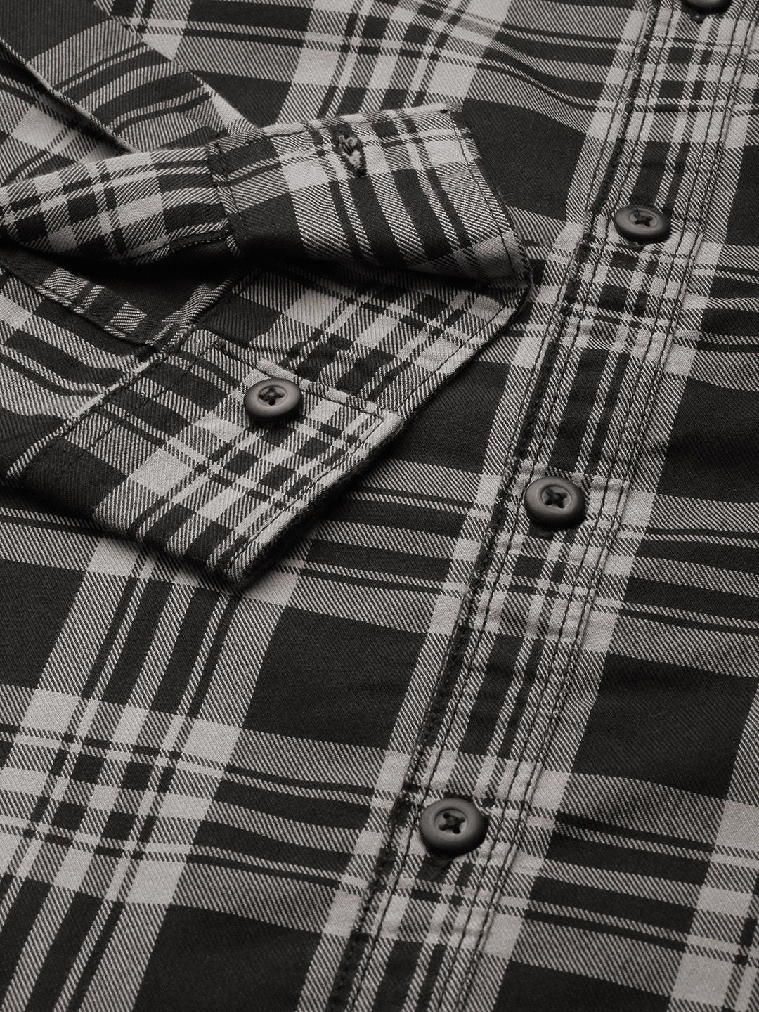The Indian Garage Co Men Black Classic Checked Casual Shirt