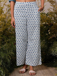 Libas Floral Printed Regular Gotta Patti Pure Cotton Kurta with Palazzos & Dupatta
