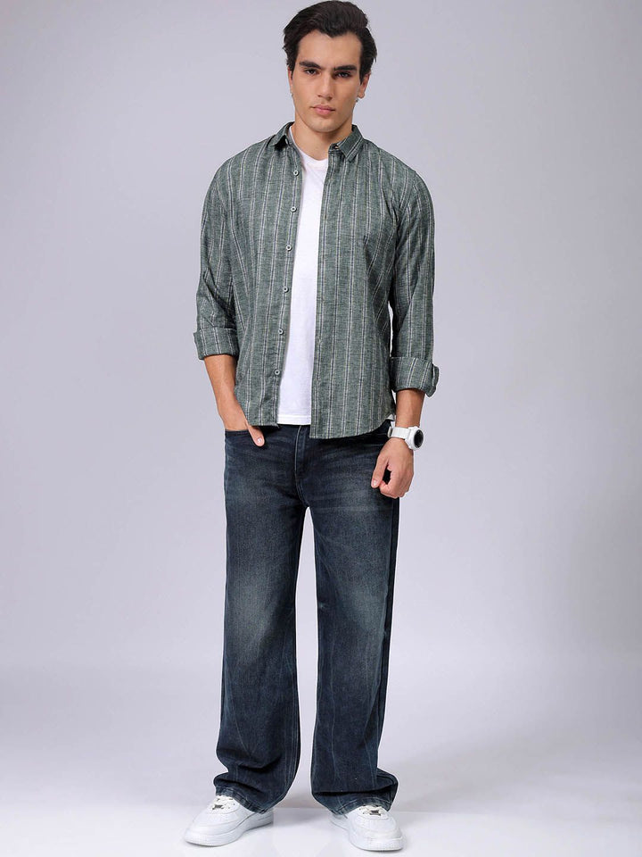 The Indian Garage Co Men Slim Fit Multi Stripes Opaque Striped Casual Shirt