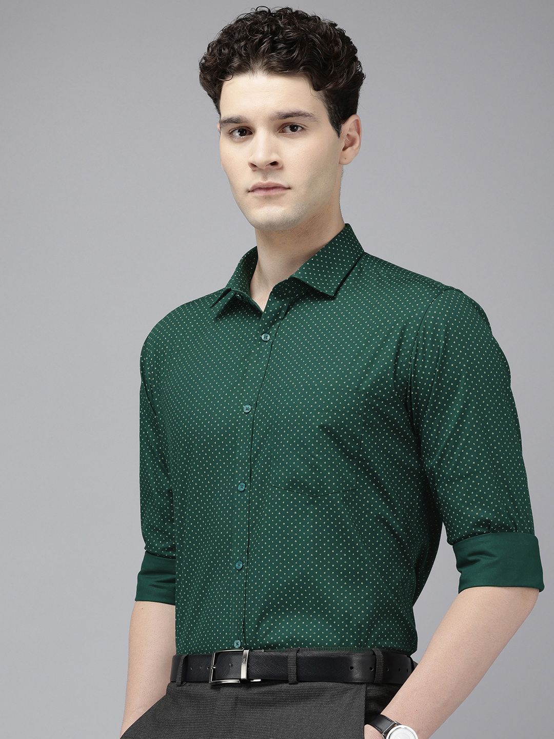 Park Avenue Pure Cotton Slim Fit Printed Formal Shirt