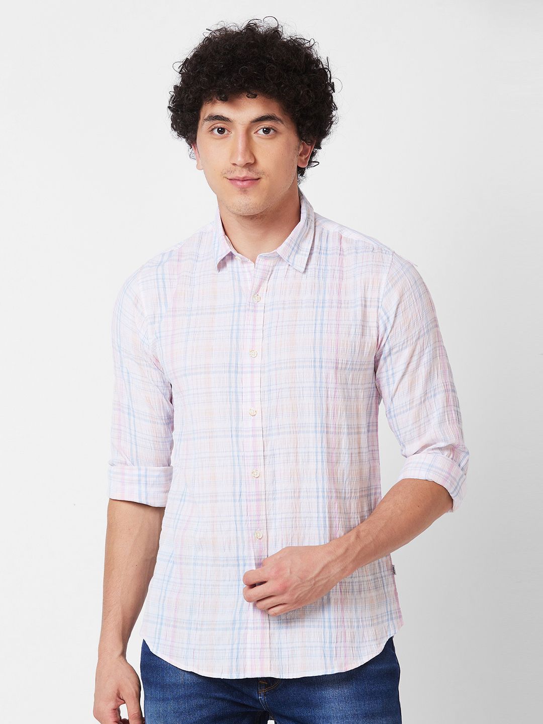 SPYKAR Tartan Checked Cotton Casual Shirt