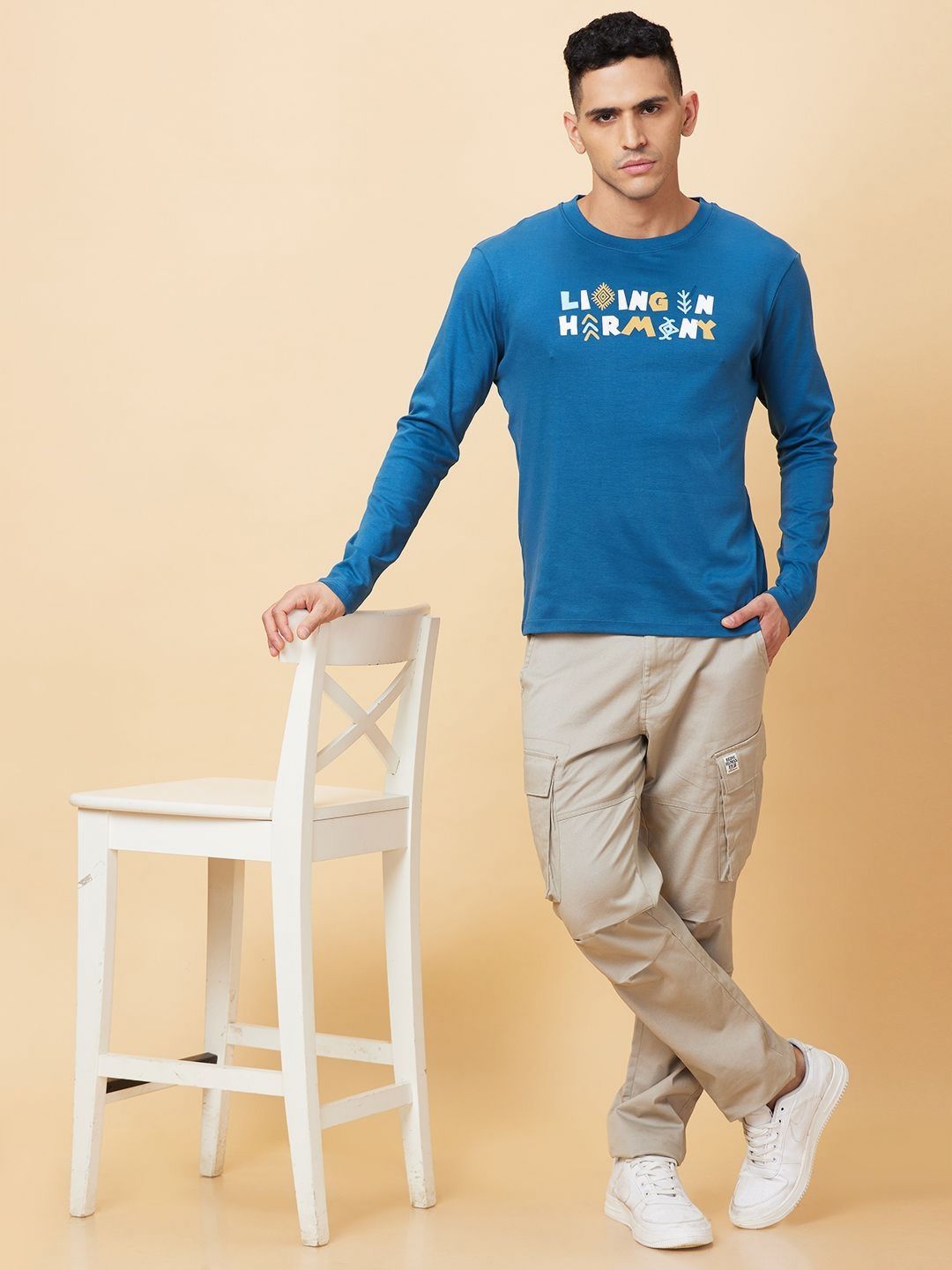 Being Human Men Typography Printed Applique T-shirt