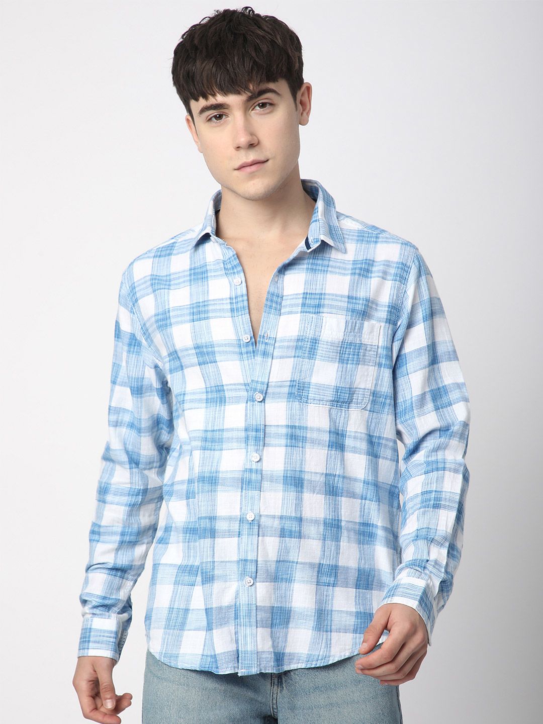 VASTRADO Men Classic Slim Fit Buffalo Checks Opaque Checked Casual Shirt