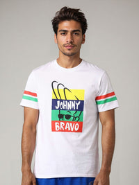 The Indian Garage Co Men Johnny Bravo Graphic Printed Round Neck Cotton Slim Fit T-shirt