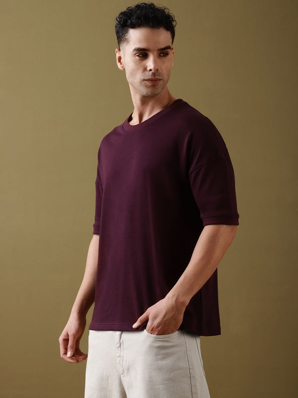 DILLINGER Men Solid Ultra Soft Drapey Cotton Oversized Drop Shoulder T-Shirt