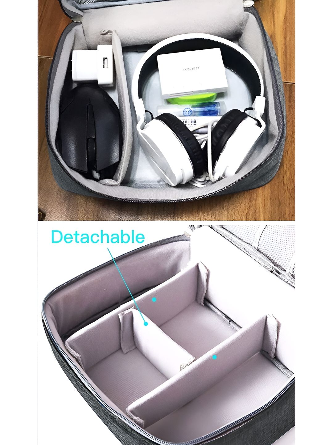 Cortina Grey & Water Resistant Electronics Accessories Organizer