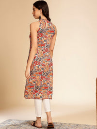 Anouk Geometric Printed Halter Neck Straight Kurta