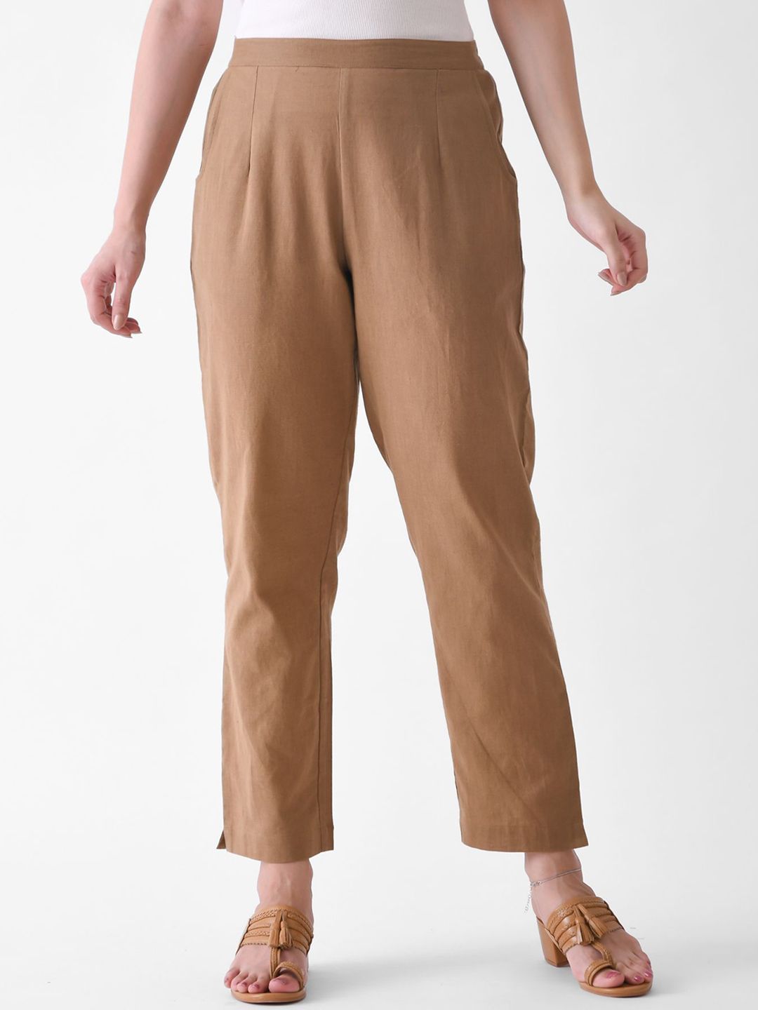 Rustorange Pure Cotton Mid-Rise Trouser