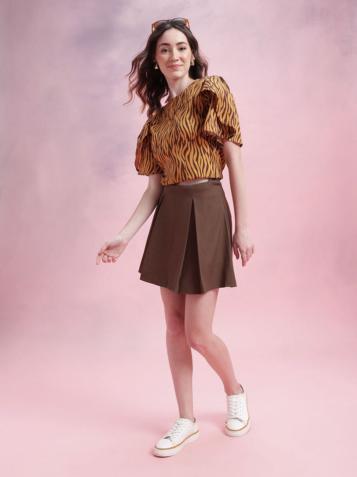 DressBerry Floral Print Tulip-Style Flared Sleeves Top