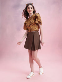 DressBerry Floral Print Tulip-Style Flared Sleeves Top