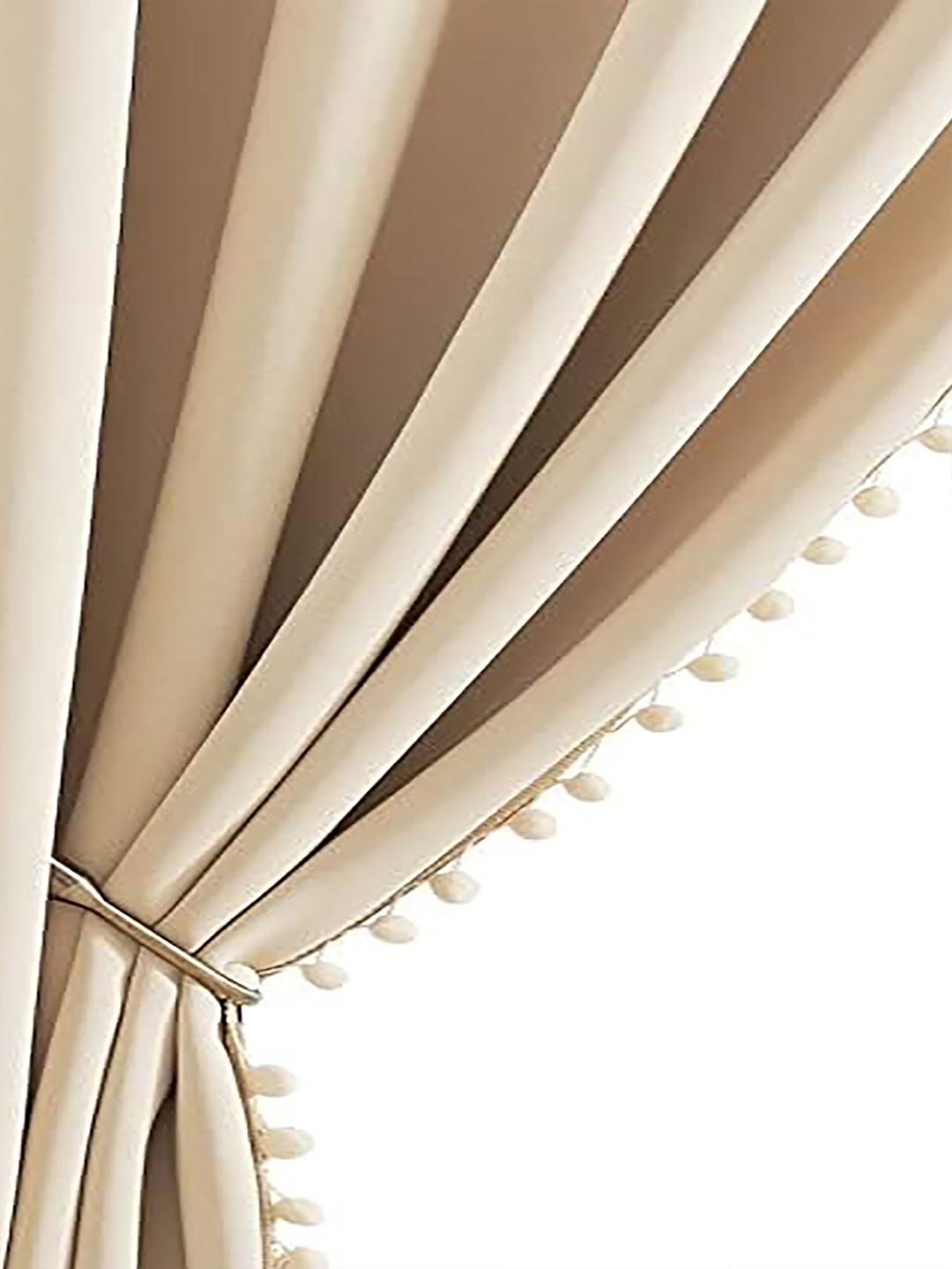 STITCHNEST Beige 2 Pieces Velvet Black Out Window Curtains