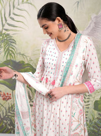 Vishudh Floral Printed Regular Pure Cotton Kurta with Trouser & Dupatta