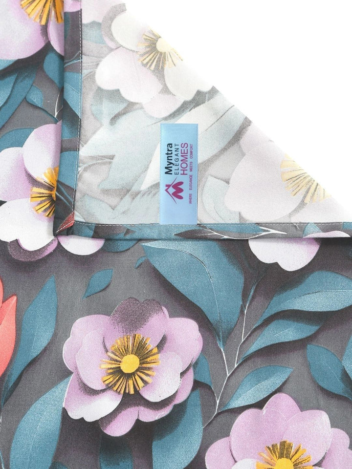 Myntra Elegant Homes Blue Floral 300 TC Single Bedsheet with 1 Pillow Covers