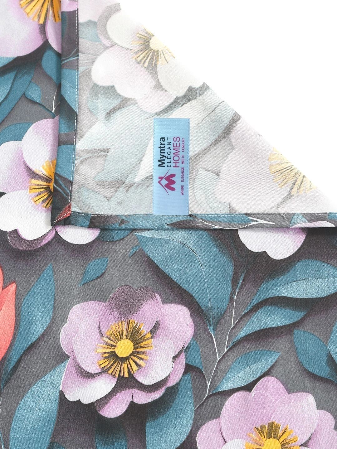Myntra Elegant Homes Blue Floral 300 TC Single Bedsheet with 1 Pillow Covers