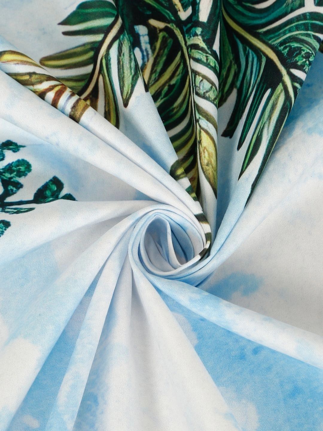 KLOTTHE Blue & White Floral 400 TC King Bedsheet with 2 Pillow Covers
