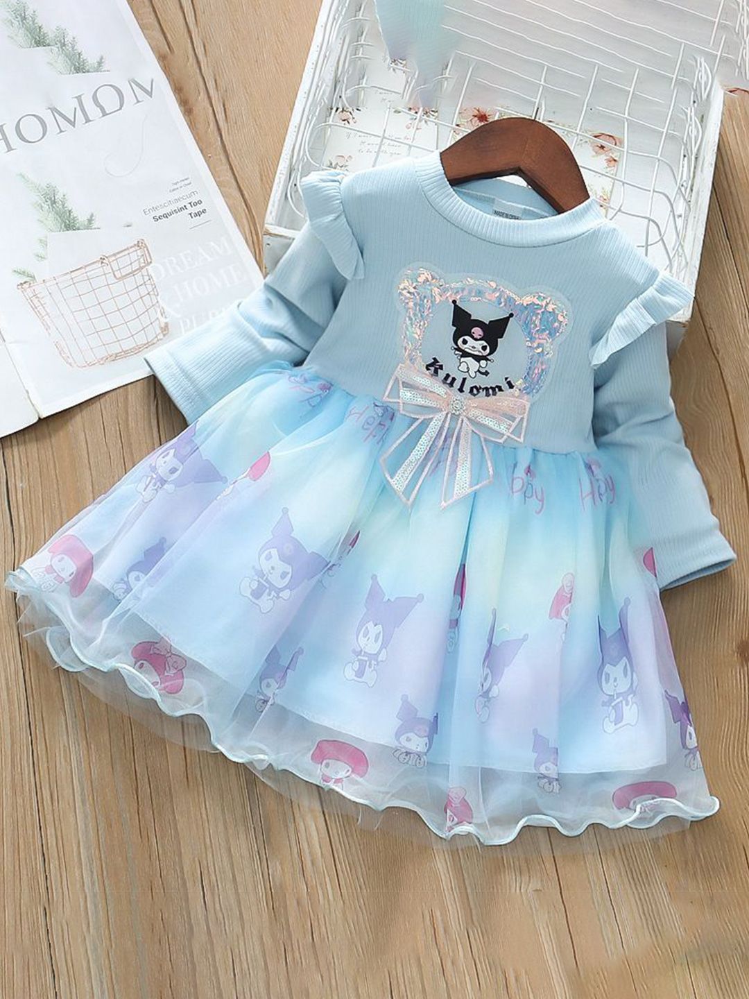 YK Girls Cotton Embellished Fit & Flare Dress