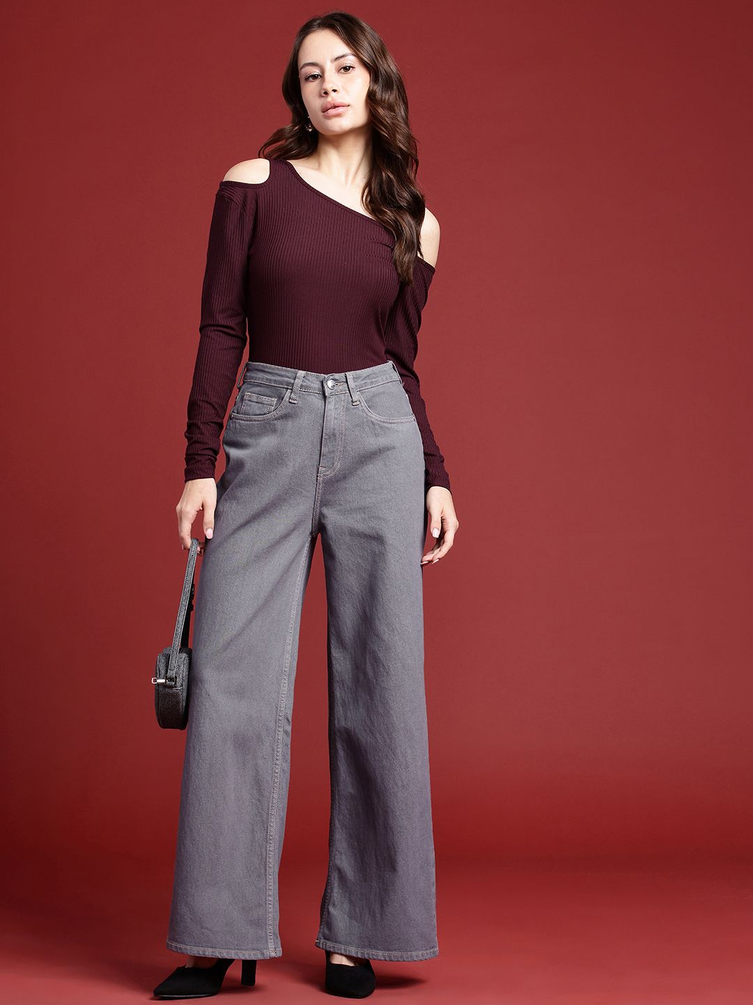 all about you Women Wide Leg High-Rise Light Fade Stretchable Jeans