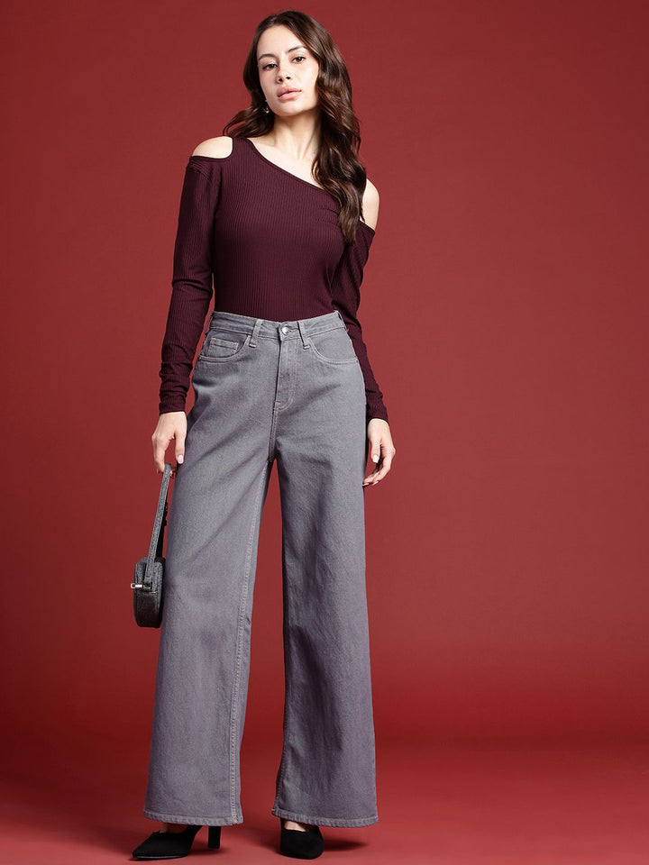 all about you Women Wide Leg High-Rise Light Fade Stretchable Jeans