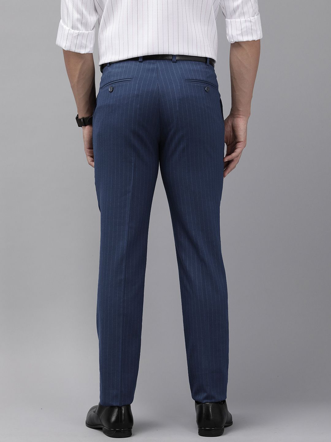 Park Avenue Men Striped Super Slim Fit Formal Trousers