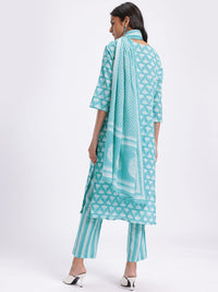 Anouk Printed Pure Cotton Kurta with Trousers & Dupatta