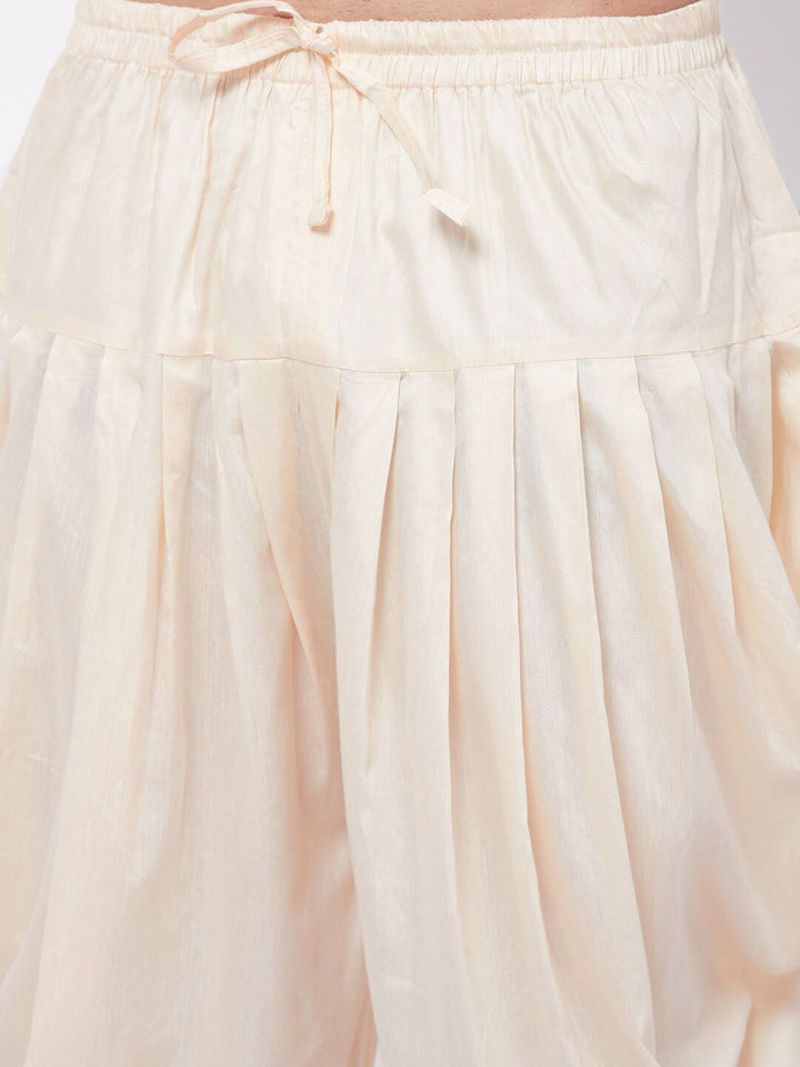 VASTRAMAY Men Cream Coloured Solid Cowl Dhoti Pants