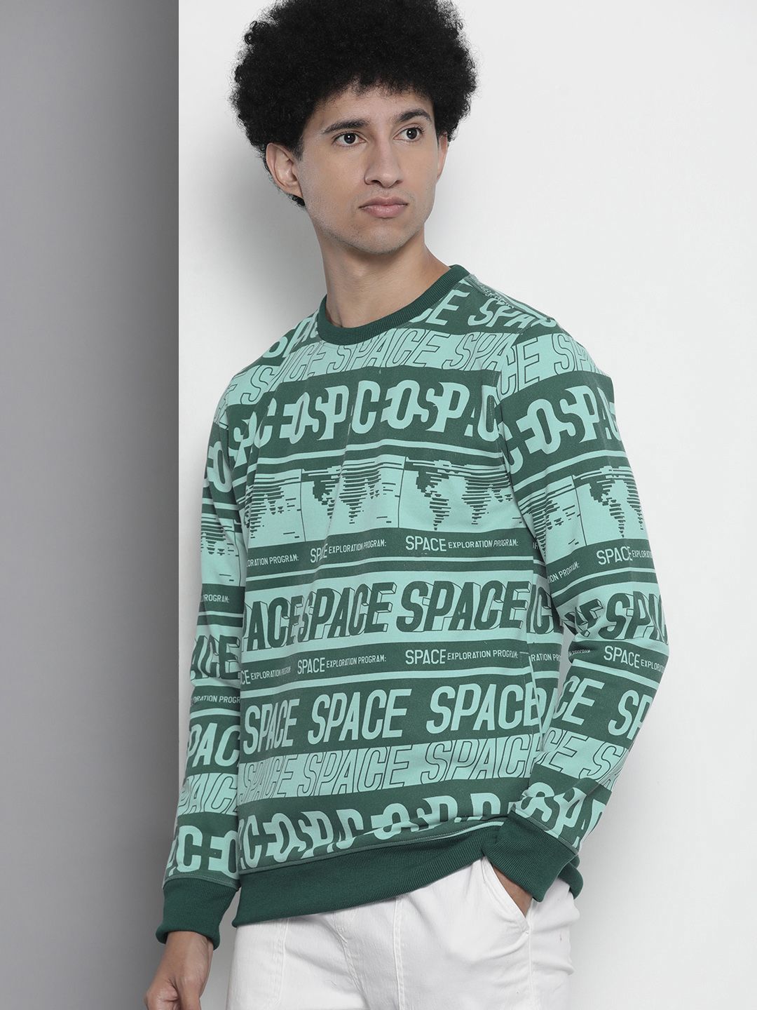 The Indian Garage Co Men Green Printed Sweatshirt