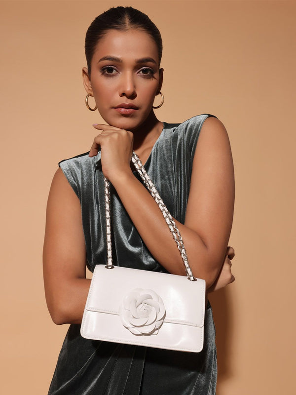 Lino Perros Shoulder Bag with Floral Detail