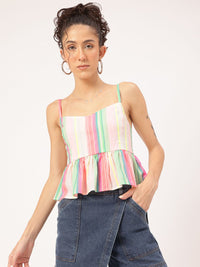 DressBerry Colour Pop Striped Peplum Top