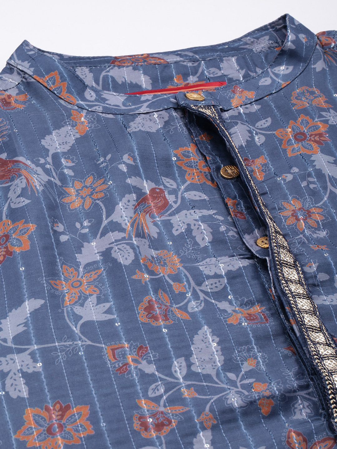 House of Pataudi Floral Printed Sequinned Jashn Kurta with Churidar & With Dupatta