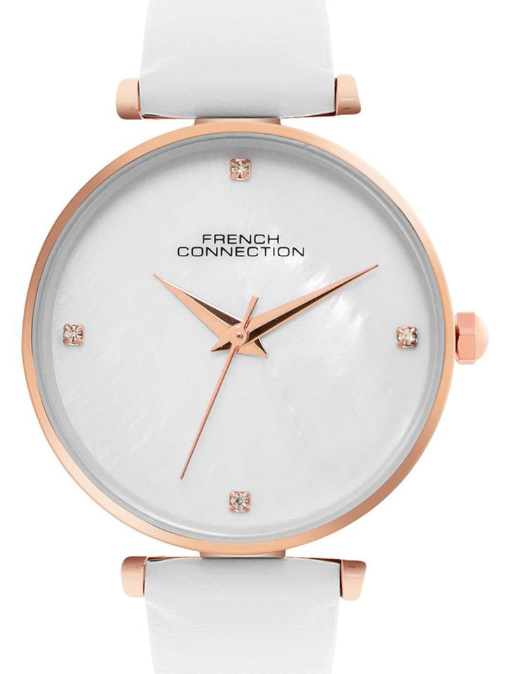 French Connection Women Mother of Pearl Dial &  Reset Time Analogue Watch FCN0147WL