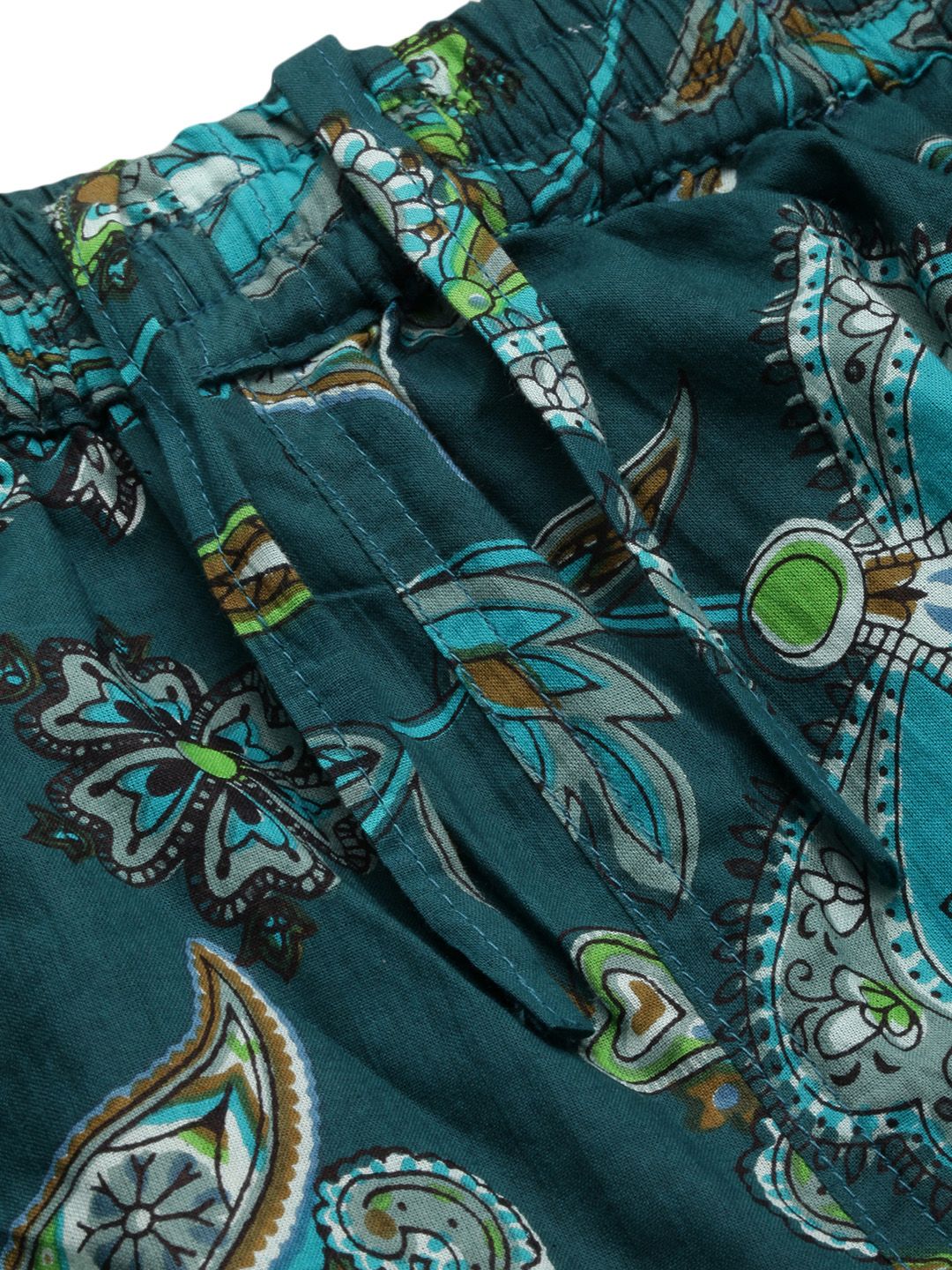 SANSKRUTIHOMES Women Green Pure Cotton Printed Shorts Set