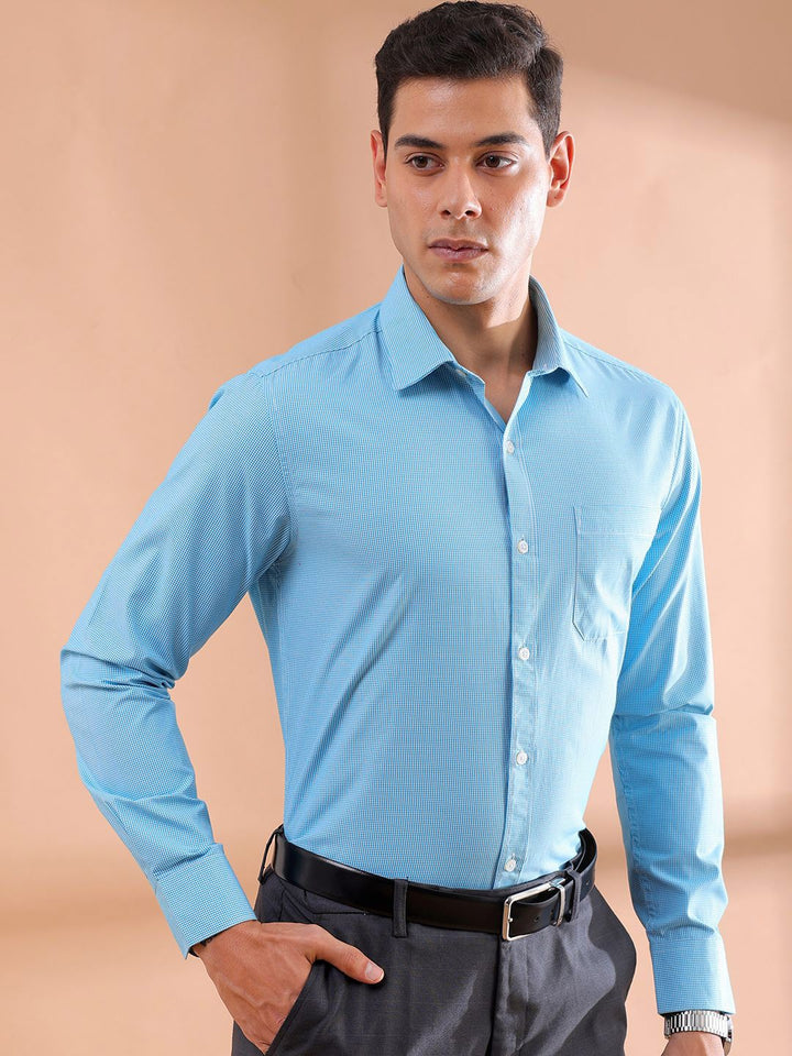 The Indian Garage Co. X Luxe Men Slim Fit Micro Checks Formal Shirt