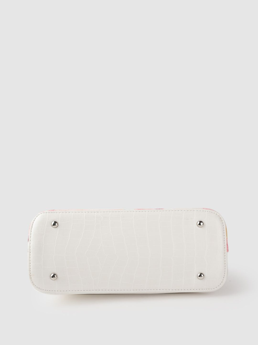 Lino Perros Pink & Off White Floral Printed PU Structured Handheld Bag