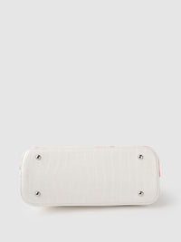 Lino Perros Pink & Off White Floral Printed PU Structured Handheld Bag