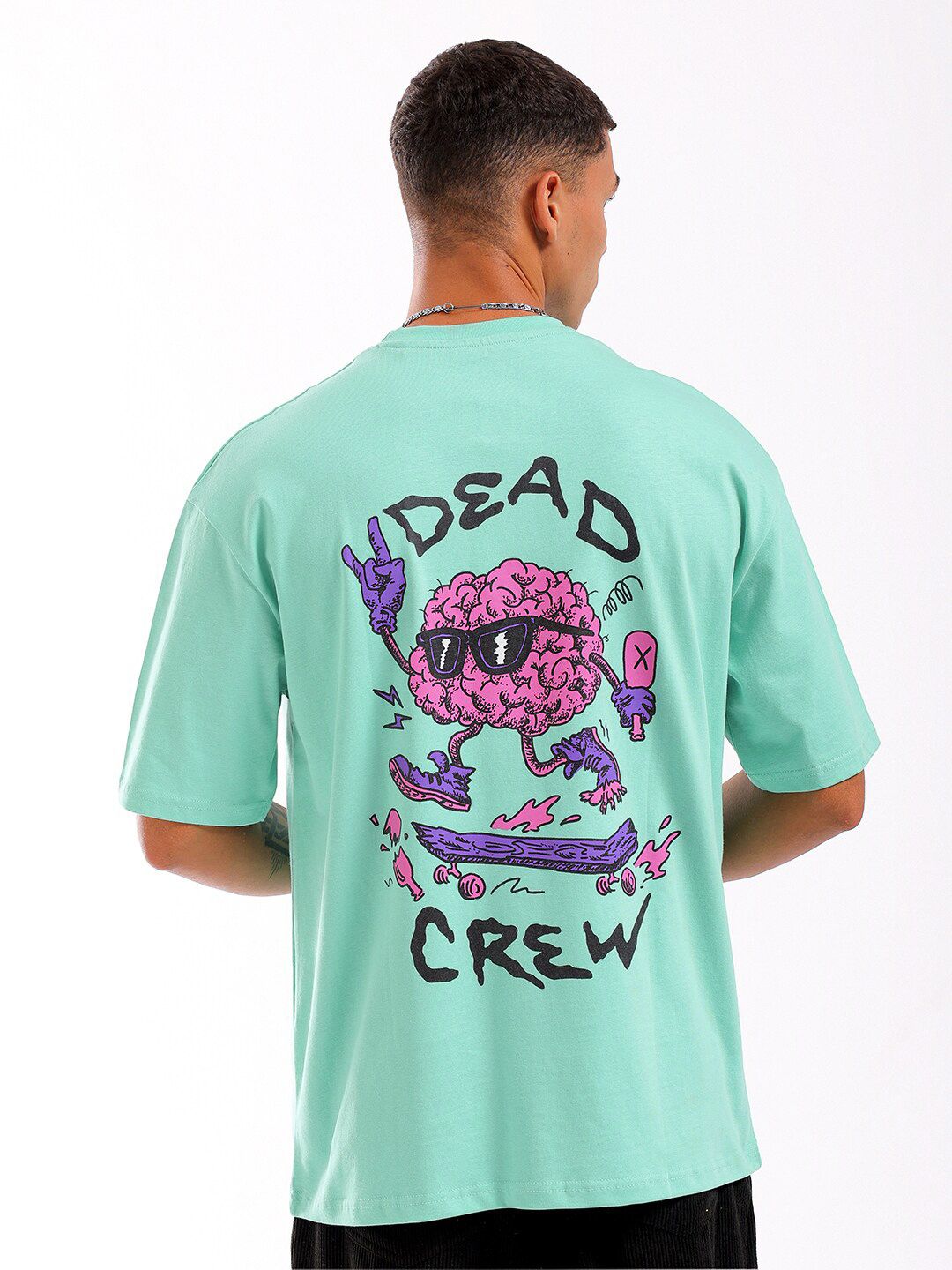 The Indian Garage Co Men Back Printed Round Neck Boxy Oversized T-shirt