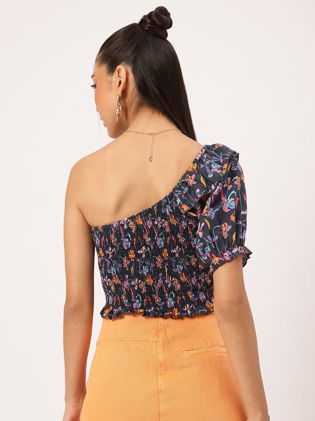DressBerry Smock One-Shoulder Crop Top