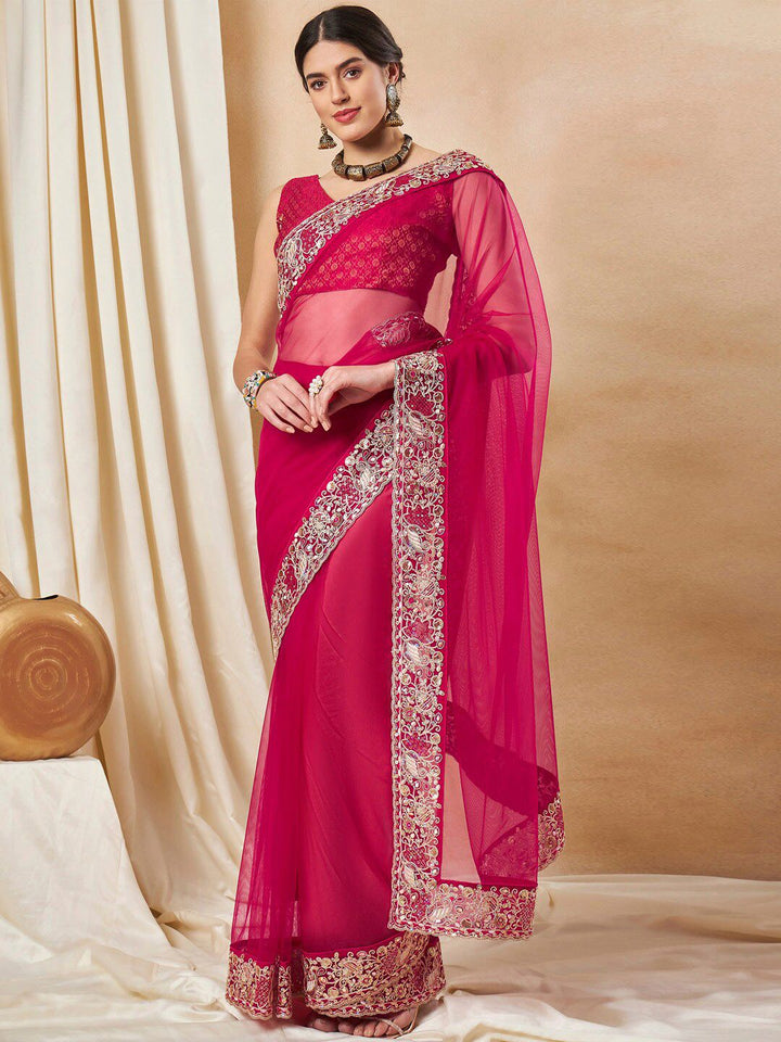 Saree mall Embroidered Embellished Net Sarees