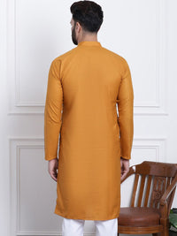 SOJANYA Mandarin Collar Thread Work Pure Cotton Straight Kurta